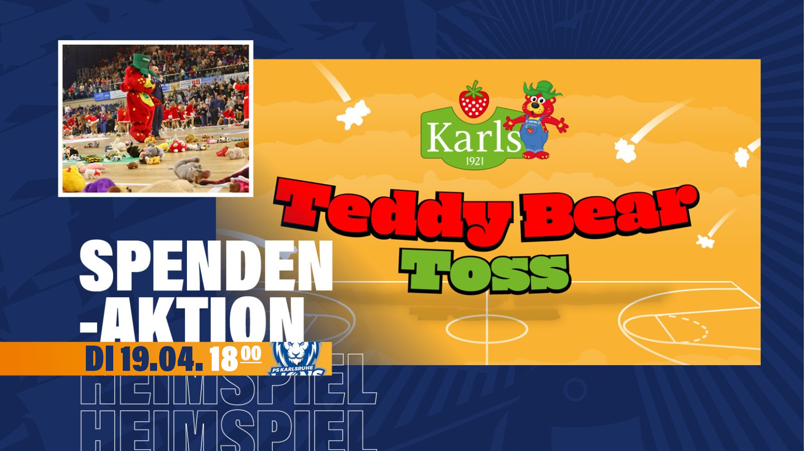 Teddy Bear Toss am KARLS Spieltag (19.4., 18:00 Uhr)