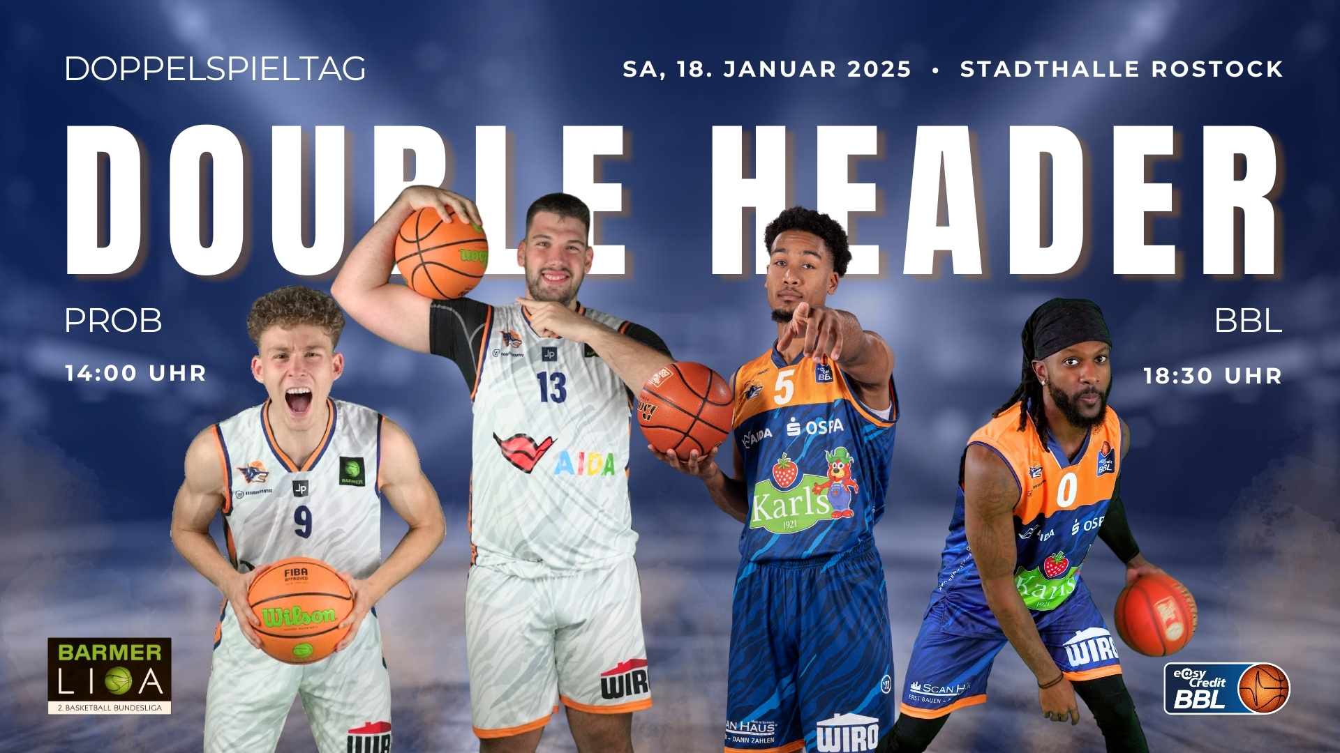 Double Header am 18. Januar: 2x Seawolves Basketball in der StadtHalle Rostock