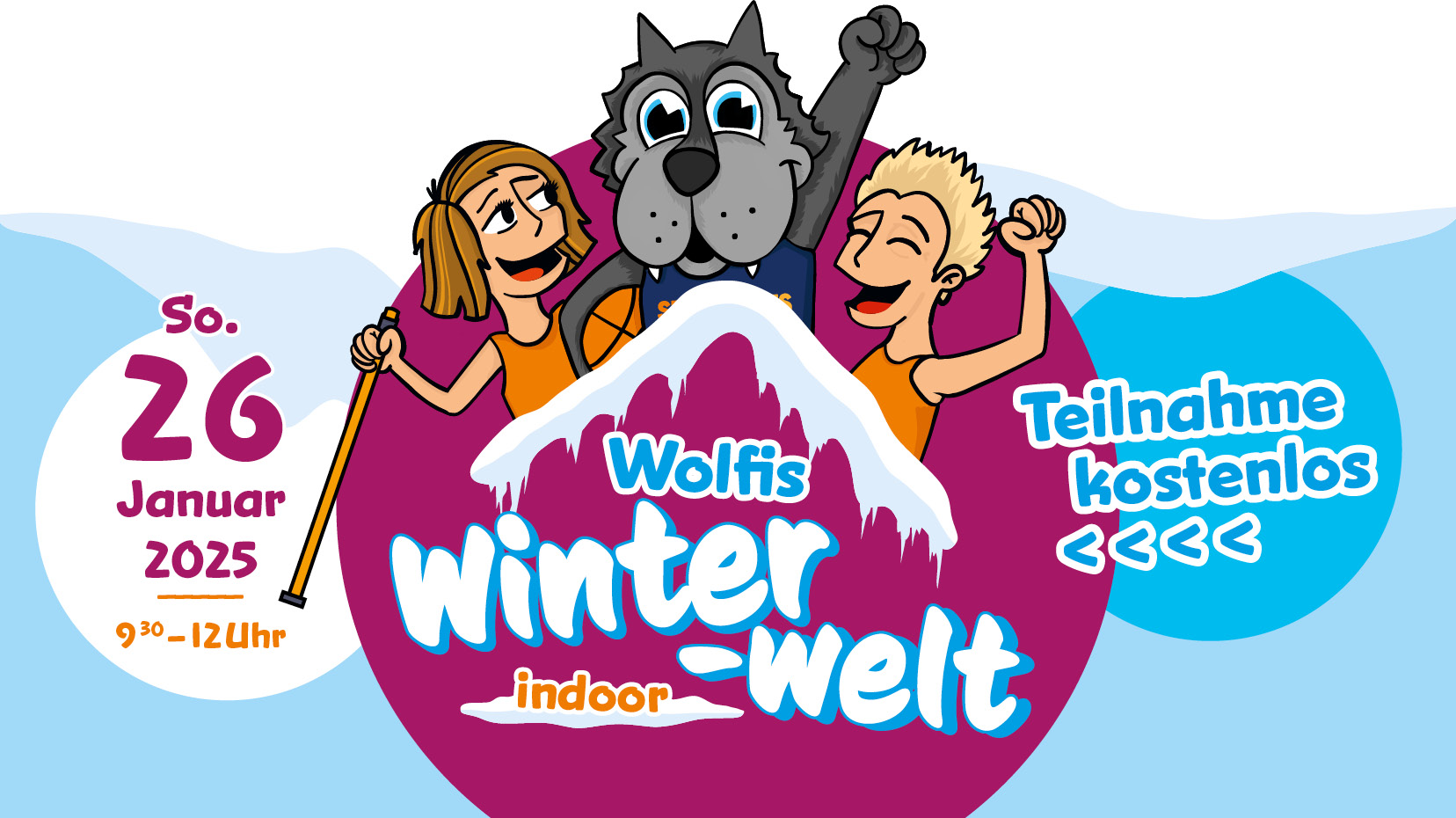 Wolfis Winterwelt 2025 für Kita-Kids, präsentiert von der AOK Nordost